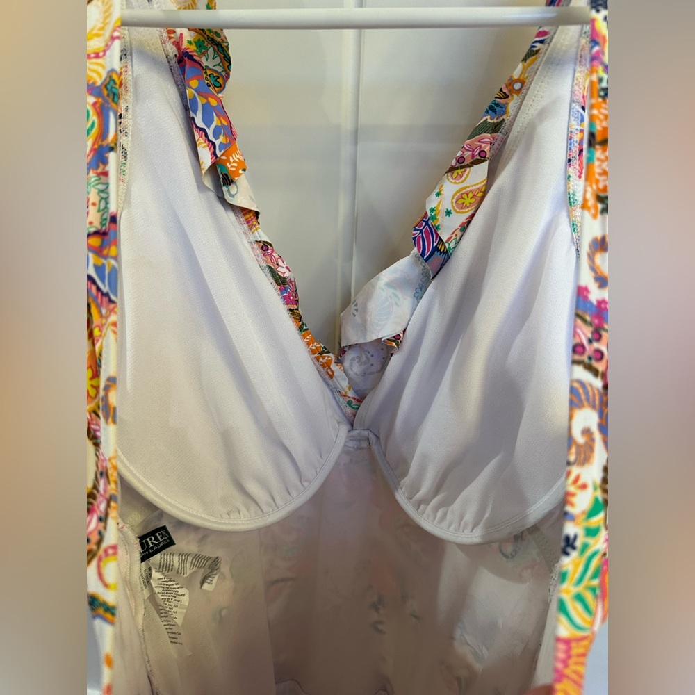 Lauren by Ralph Lauren Majestic Paisley Ruffled Underwire Tummy-Control Swimsuit - Picture 9 of 11